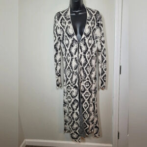 For Thee Abstract Long Line 100% Cotton Cardigan sz M